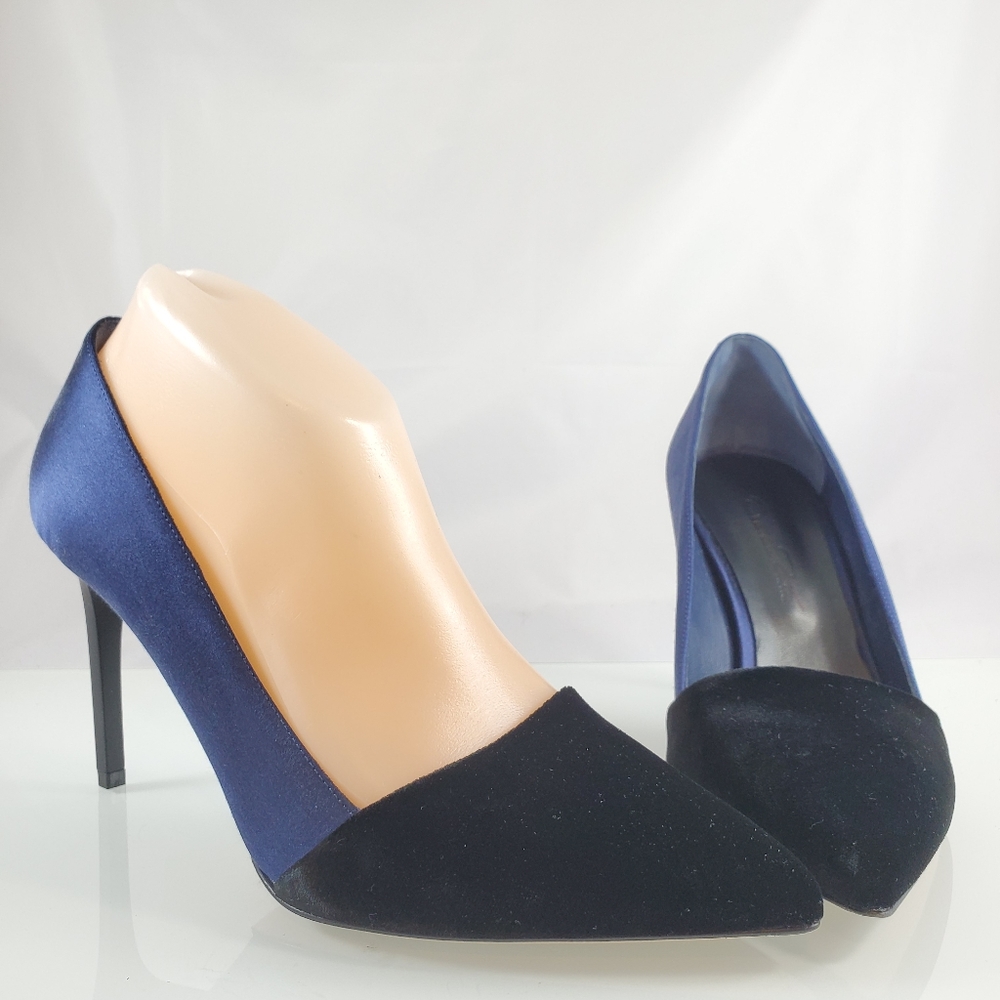 NWT$670 Oscar de la Renta Vik Velvet Satin Black Pumps Heels Sz 38 (US 8) - Picture 1 of 9